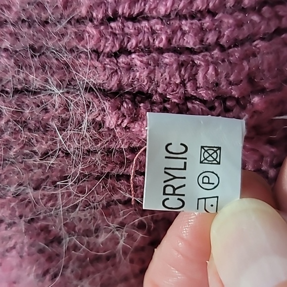 Stocking cap dusty rose acrylic knit faux mohair double layer  Barbiecore - Picture 4 of 7